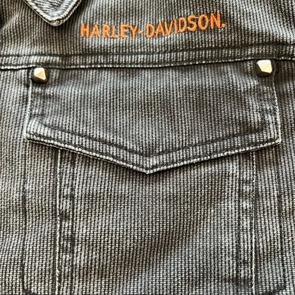 Harley Davidson Snap Front Cropped Moto Jacket  with Made in Milwaukee P… - Picture 11 of 16